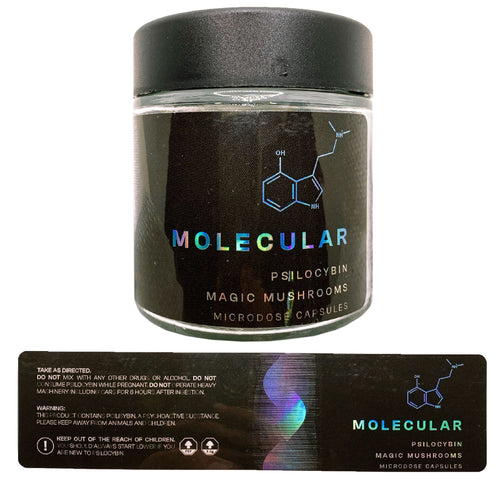 MOLECULAR | Microdose | 3oz Clear Glass Jars | Child Resistant | Magic Mushroom Packaging