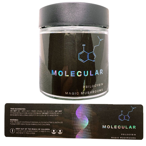 MOLECULAR | 3.5g Clear Glass Jars | Child Resistant | Magic Mushroom 8th Packaging