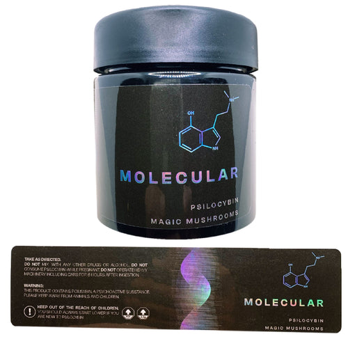 MOLECULAR | 3.5g Black Plastic Jars | Child Resistant | Magic Mushroom 8th Packaging