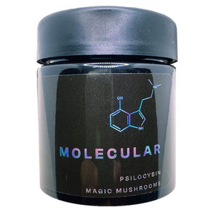 MOLECULAR | 3.5g Black Plastic Jars | Child Resistant | Magic Mushroom 8th Packaging