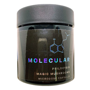 MOLECULAR | Microdose | 3oz Black Glass Jars | Child Resistant | Magic Mushroom Packaging