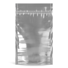 Load image into Gallery viewer, MATTE WHITE/CLEAR | 14g Mylar Bags | Resealable Half Ounce Barrier Bag Packaging 14 Grams