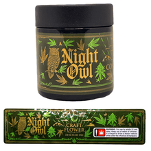Load image into Gallery viewer, NIGHT OWL | 3.5g Black Plastic Jars | Child Resistant 8th Packaging