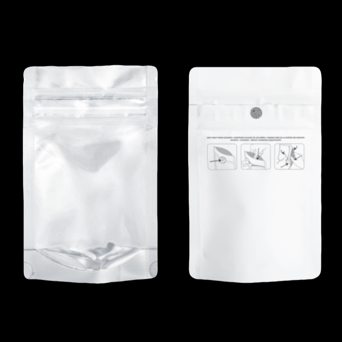 3.5g Mylar Bags | CR Resealable 8th Bag Packaging | WHITE/CLEAR