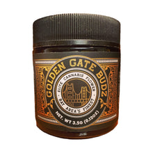 Load image into Gallery viewer, GOLDEN GATE BUDZ 3.5 Gram Black Glass Childproof 3oz 8th Jars