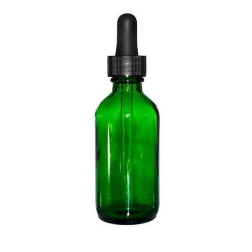 Green 2 oz Tincture Boston Round Childproof Glass Dropper Bottle