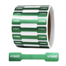 Load image into Gallery viewer, Metallic Green Hybrid Cannabis Tamper Labels 0.5 x 2.75″