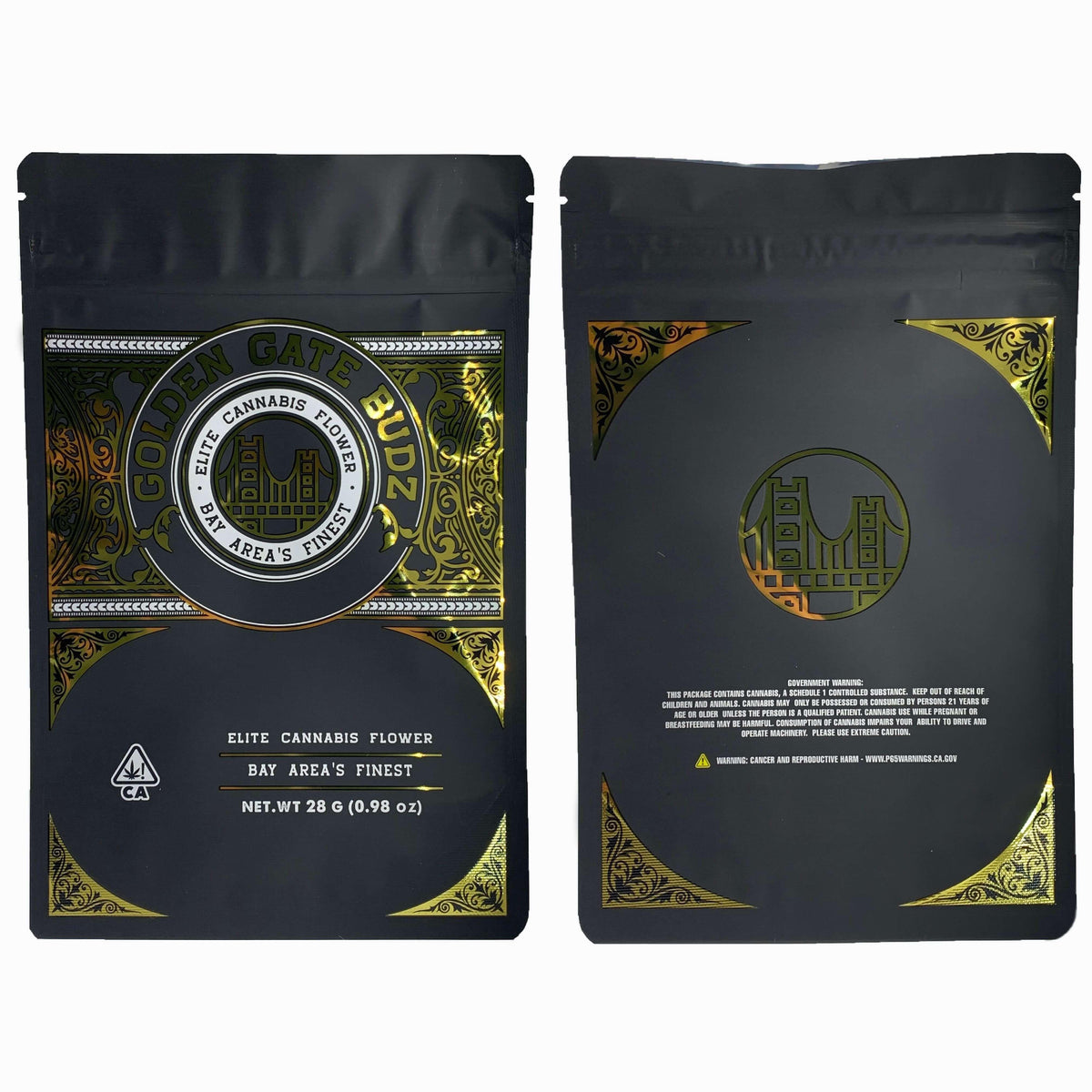 28g Mylar Bags | Resealable oz. Packaging | GOLDEN GATE BUDZ