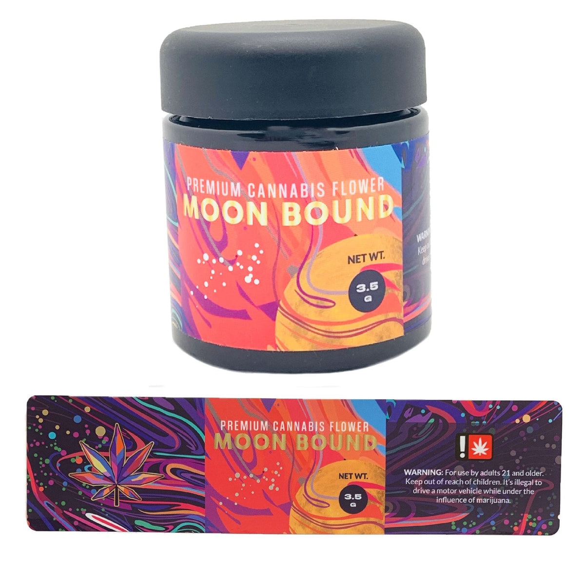 MOON BOUND | 3.5g Black Plastic Jars | Child Resistant 8th