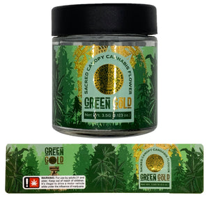 GREEN GOLD | 3.5g Clear Glass Jars | Child Resistant 8th Packaging