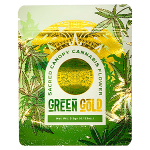 GREEN GOLD | 3.5g Mylar Bags | Resealable 8th Barrier Bag Packaging 3.5 Gram