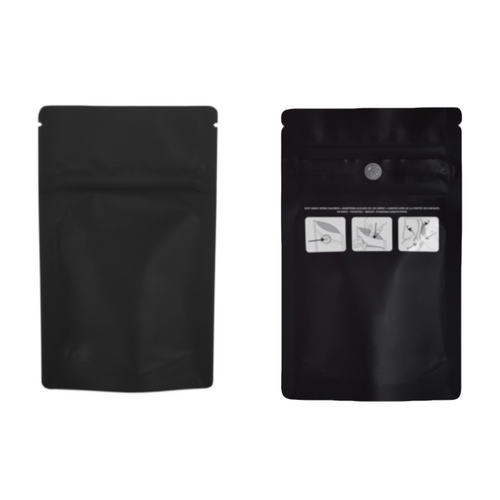 BLACK | 3.5g Mylar Bags | Resealable Child Resistant 8th Barrier Bag Packaging 3.5 Gram