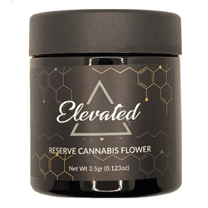 ELEVATED | 3.5g Black Glass Jars | Child Resistant 8th Packaging