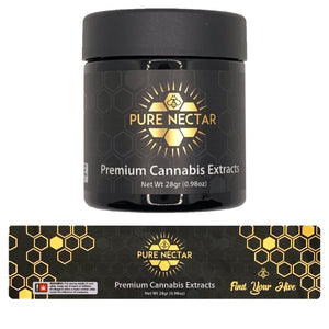 PURE NECTAR | 28g Concentrate Container | Black | Child Resistant Glass Jar | 3oz