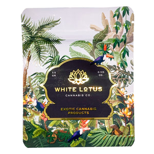 WHITE LOTUS | 3.5g Mylar Bags | Resealable 8th Barrier Bag Packaging 3.5 Gram