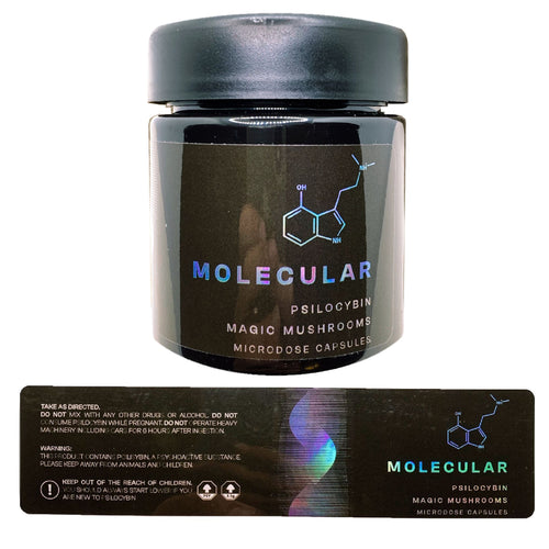MOLECULAR | Microdose | 4oz Black Plastic Jars | Child Resistant | Magic Mushroom Packaging