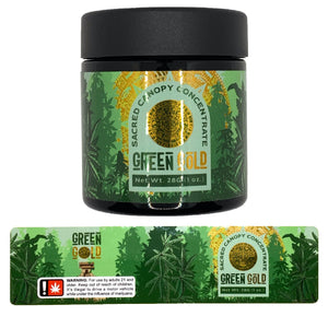 GREEN GOLD | 28g Concentrate Container | Black | Child Resistant Glass Jar | 3oz
