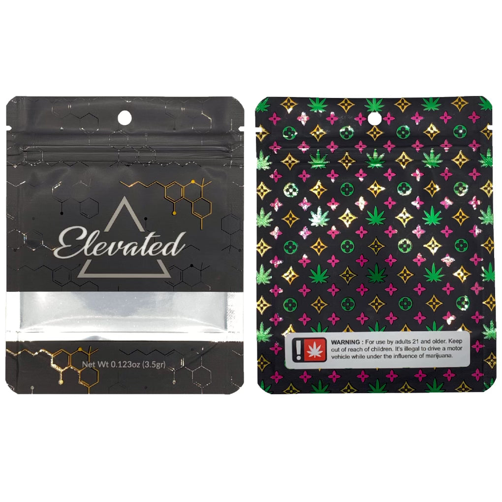 ELEVATED | 3.5g Mylar Bags | Resealable 8th Barrier Bag Packaging 3.5 Gram