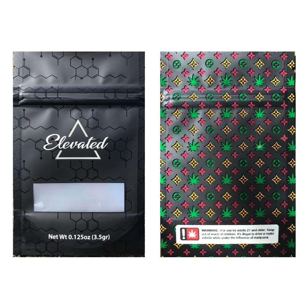 *** Discontinued Version ELEVATED | 3.5g Mylar Bags | 8th Barrier Bag Packaging 3.5 Gram