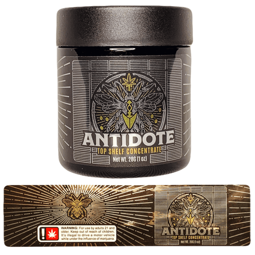 ANTIDOTE | 28g Concentrate Container | Black | Child Resistant Glass Jar | 3oz