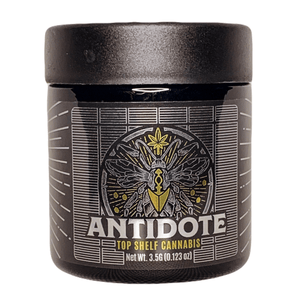 ANTIDOTE | 3.5g Black Glass Jars | Child Resistant 8th Packaging