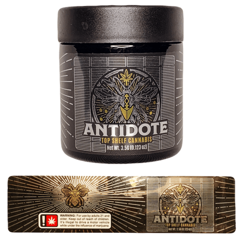 ANTIDOTE | 3.5g Black Plastic Jars | Child Resistant 8th Packaging