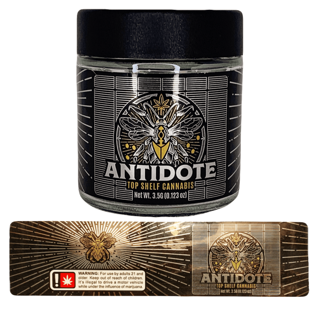 ANTIDOTE | 3.5g Clear Glass Jars | Child Resistant 8th Packaging