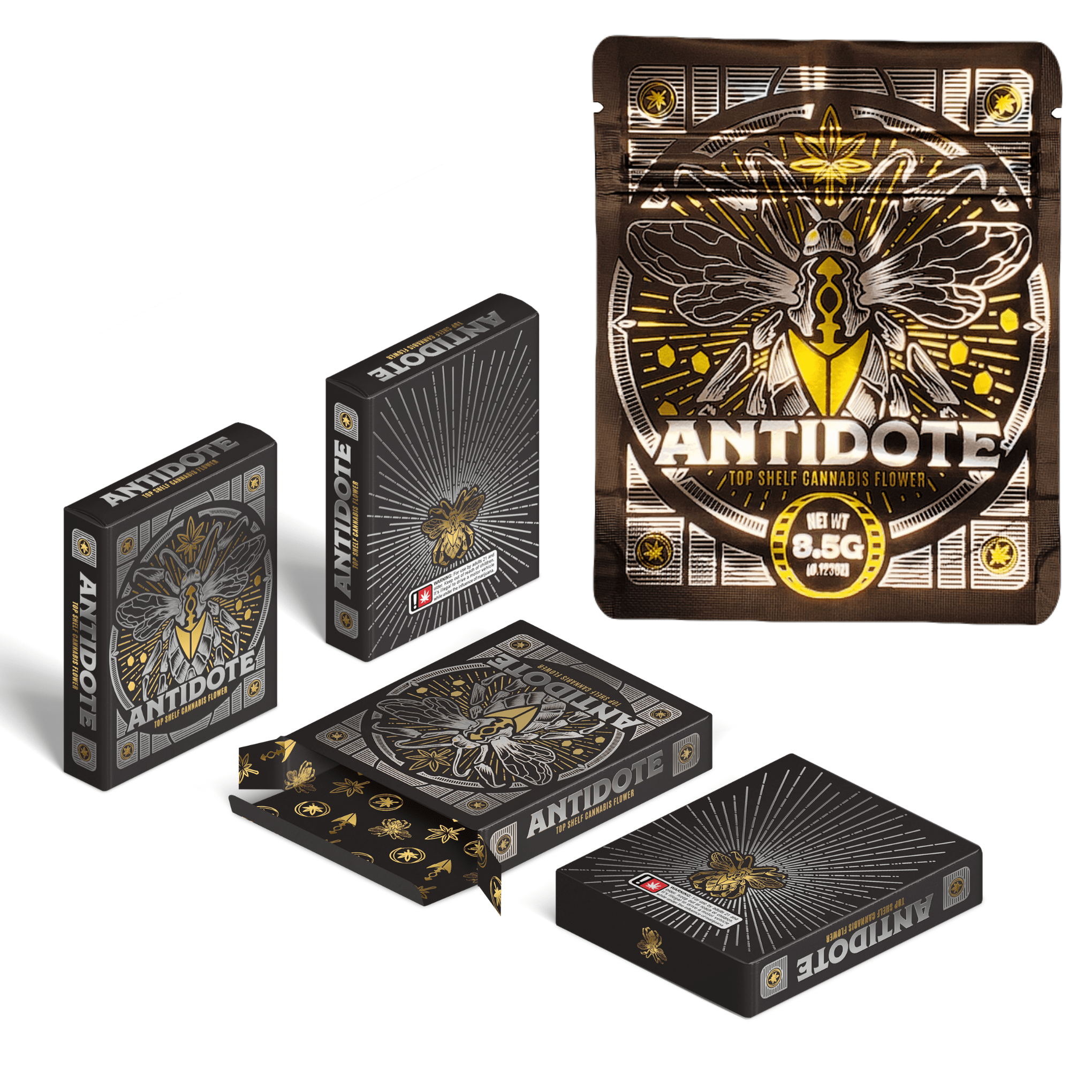 3.5g Mylar Bag Box Combo | Resealable 8th Bag Packaging | ANTIDOTE