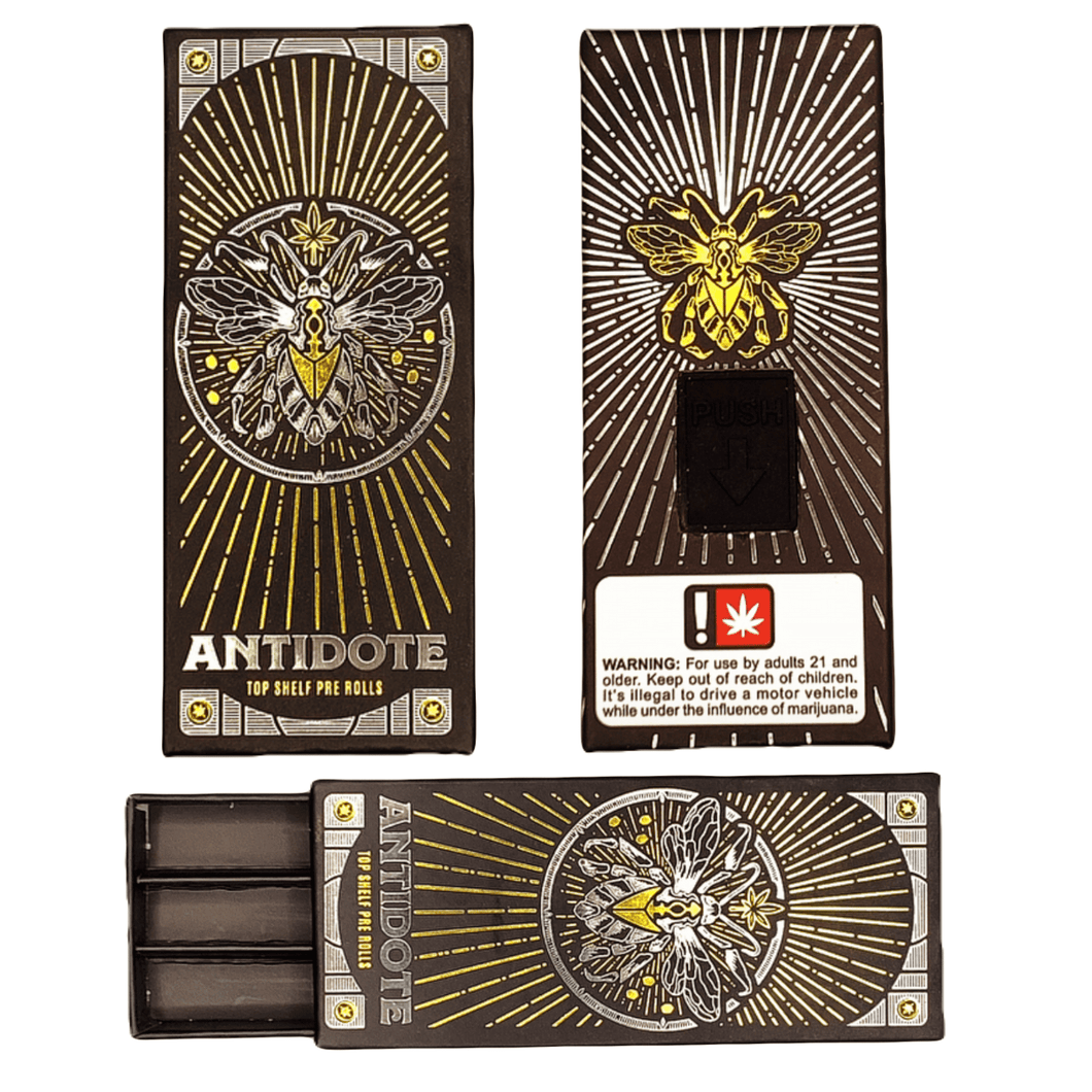 ANTIDOTE | Pre-Roll 109mm Packaging | 109mm 3 Pack Boxes | Child Resistant