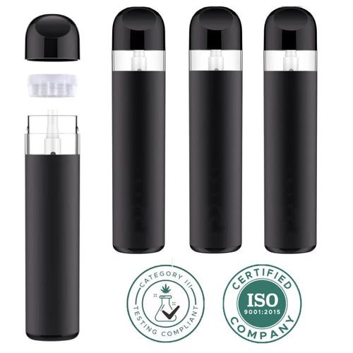 BLACK | Full Ceramic | Disposable Vape Cartridge | 1 mL Tank | 280mAh Rechargeable