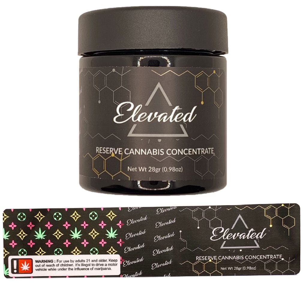 ELEVATED | 28g Concentrate Container | Black | Child Resistant Glass Jar | 3oz