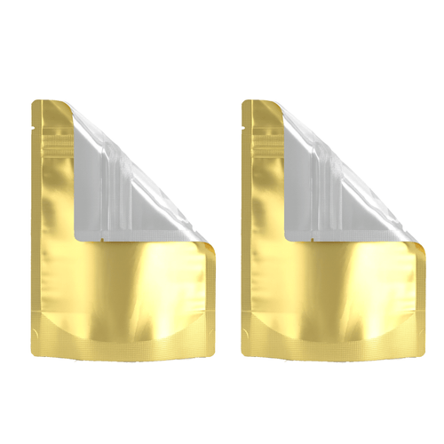 GOLD/CLEAR | 3.5g Mylar Bags | Resealable 8th Barrier Bag Packaging 3.5 Gram