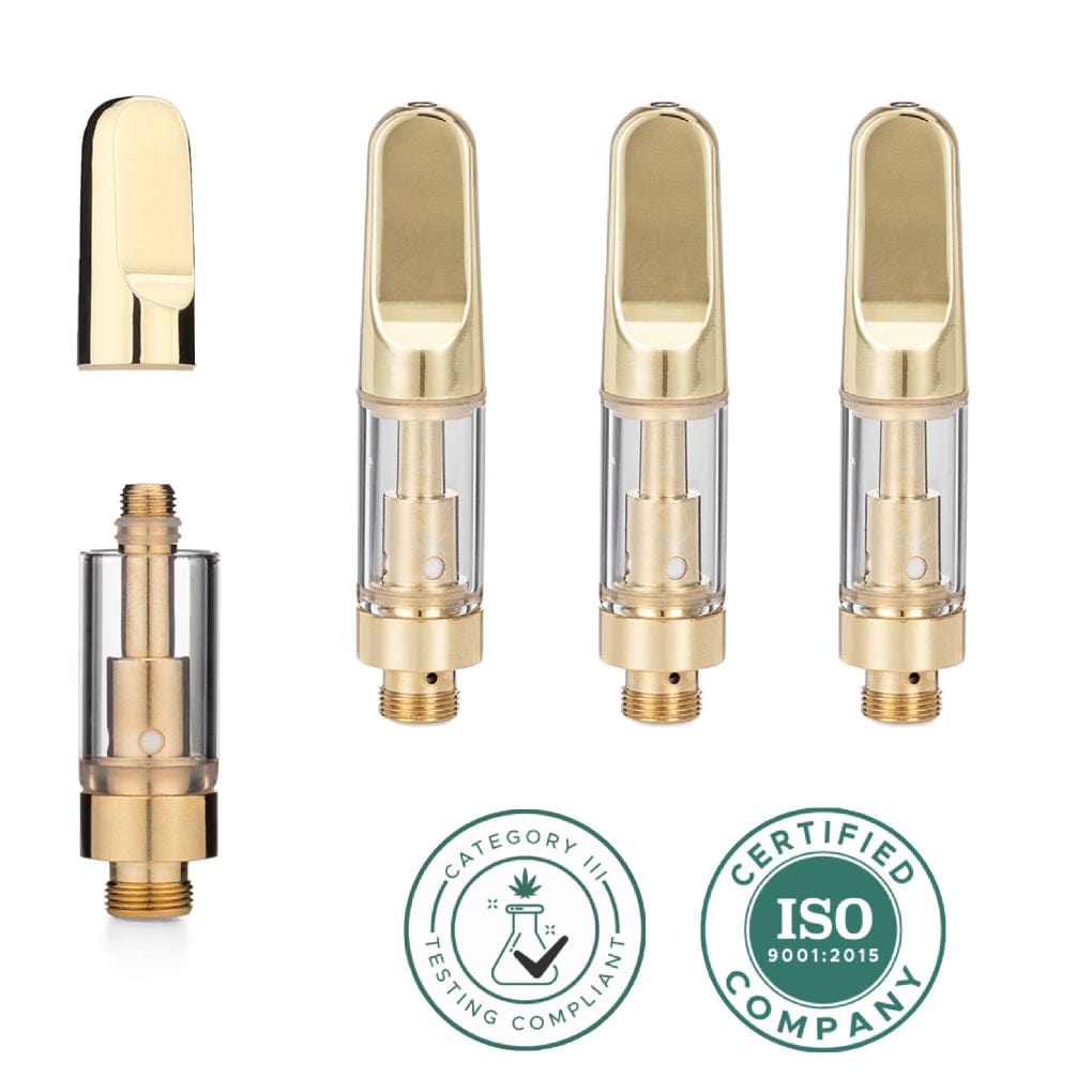 GOLD | Screw On Tip | Ceramic Coil Glass Cartridge | .5mL 510 Thread