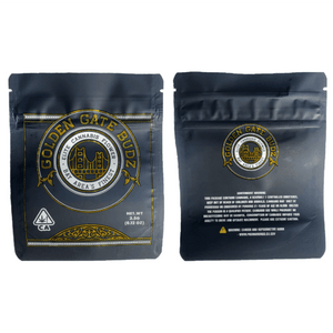 GOLDEN GATE BUDZ | 3.5g Mylar Bag Box Combo | 8th Barrier Bag Packaging