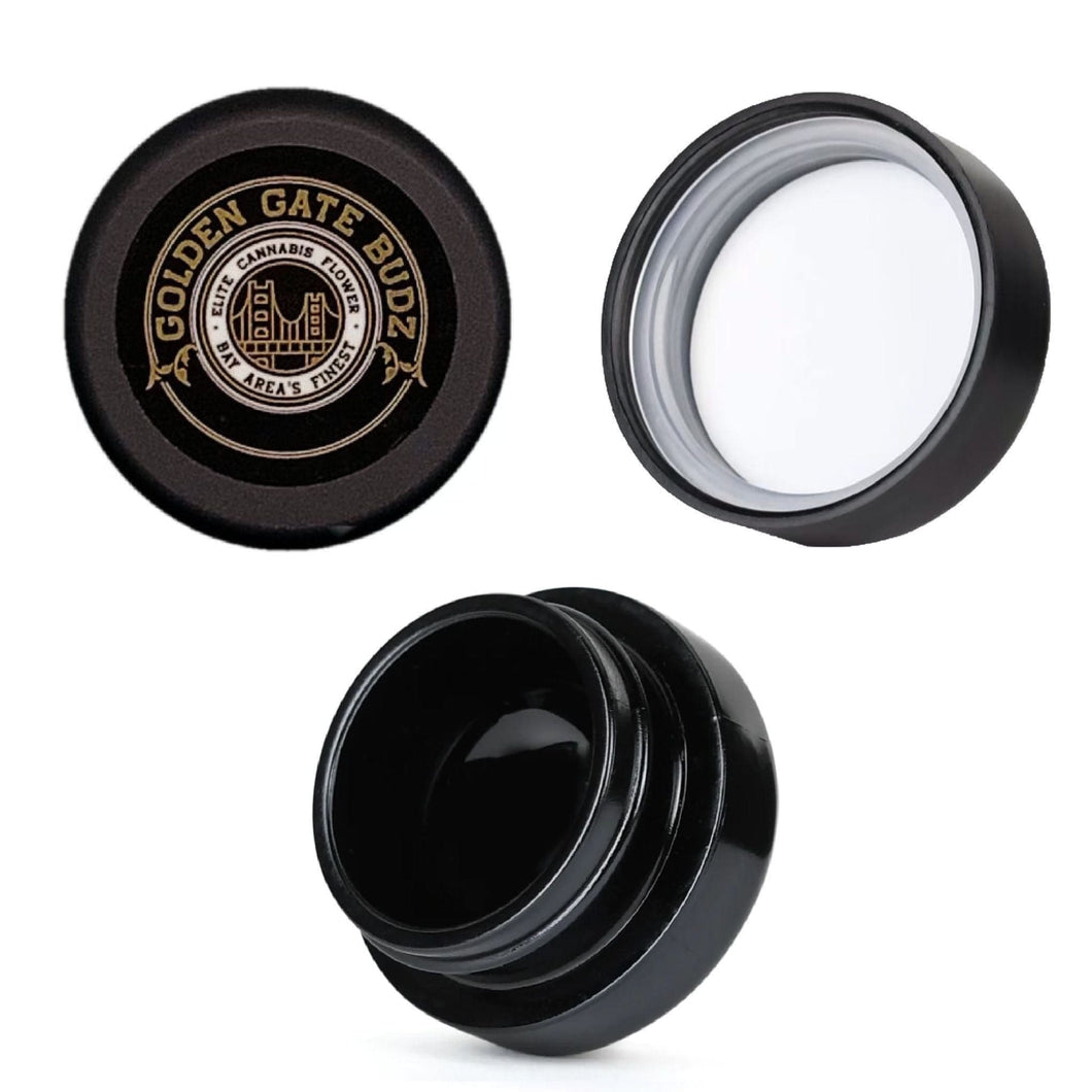 GOLDEN GATE BUDZ | 7mL Black Glass Jar | Child Resistant Concentrate Container