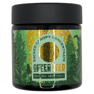 GREEN GOLD | 28g Concentrate Container | Black | Child Resistant Glass Jar | 3oz