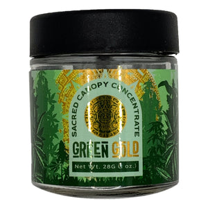 GREEN GOLD | 28g Concentrate Container | Clear | Child Resistant Glass Jar | 3oz