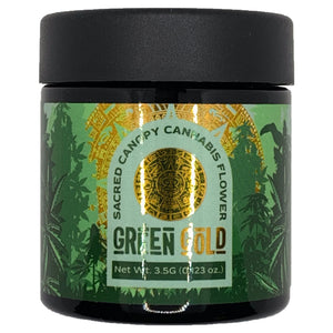 GREEN GOLD | 3.5g Black Glass Jars | Child Resistant 8th Packaging