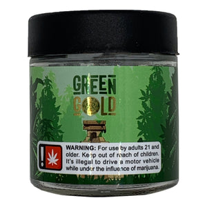 GREEN GOLD | 3.5g Clear Glass Jars | Child Resistant 8th Packaging