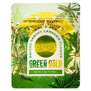 GREEN GOLD | 3.5g Mylar Bags | Resealable 8th Barrier Bag Packaging 3.5 Gram