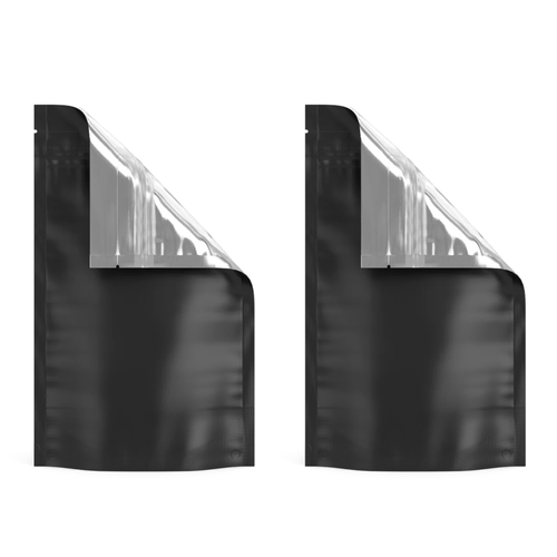 MATTE BLACK/CLEAR | 7g Mylar Bags | Resealable Quarter Barrier Bag Packaging 7 Grams