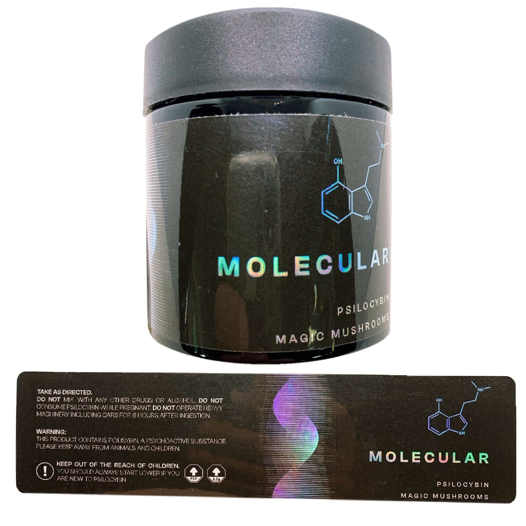 MOLECULAR | 3.5g Black Glass Jars | Child Resistant | Magic Mushroom 8th Packaging