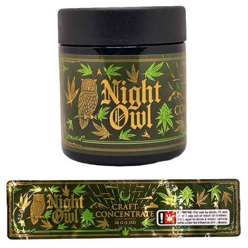 NIGHT OWL | 28g Concentrate Container | Black | Child Resistant Glass Jar | 3oz