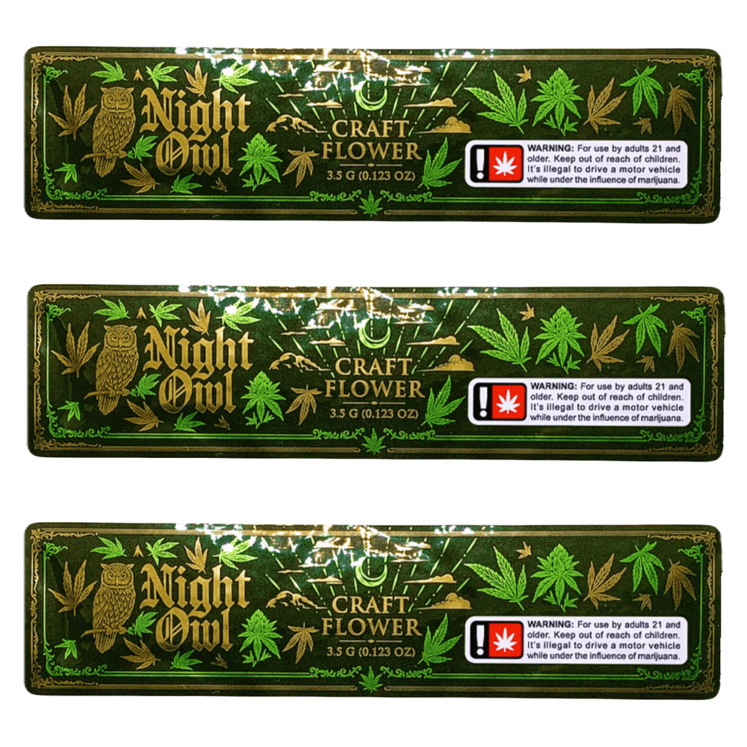NIGHT OWL | 3.5g Cannabis Jar Labeling | 1.5