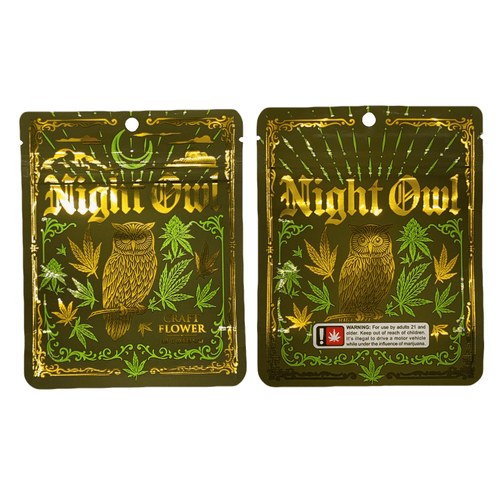 NIGHT OWL | 3.5g Mylar Bags | 8th Barrier Bag Packaging 3.5 Gram