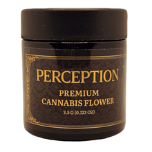 Load image into Gallery viewer, PERCEPTION | 3.5g Black Glass Jars | Child Resistant 8th Packaging
