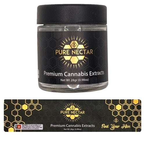 PURE NECTAR | 28g Concentrate Container | Clear | Child Resistant Glass Jar | 3oz