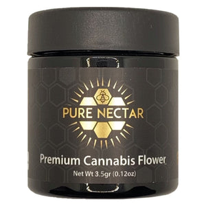 PURE NECTAR | 3.5g Black Glass Jars | Child Resistant 8th Packaging