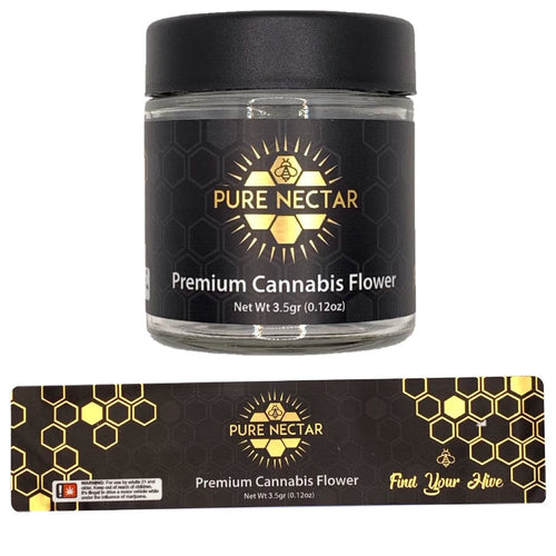 PURE NECTAR | 3.5g Clear Glass Jars | Child Resistant 8th Packaging