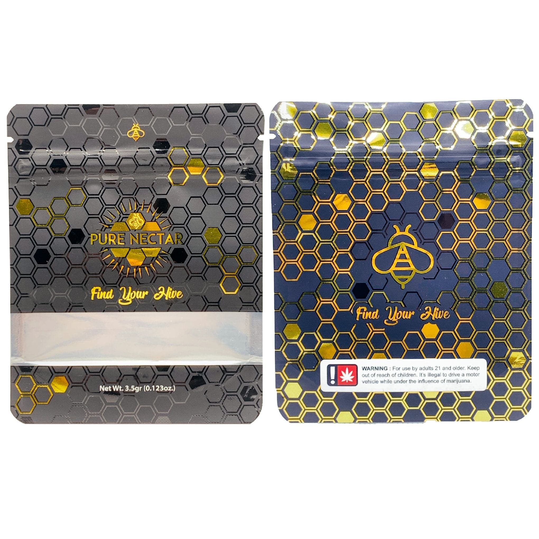 3.5g Mylar Bags | Resealable 8th Bag Packaging | PURE NECTAR